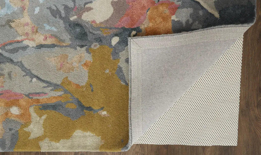 5' X 8' Ivory and Blue Wool Floral Hand Tufted Area Rug Homeroots Home Decor