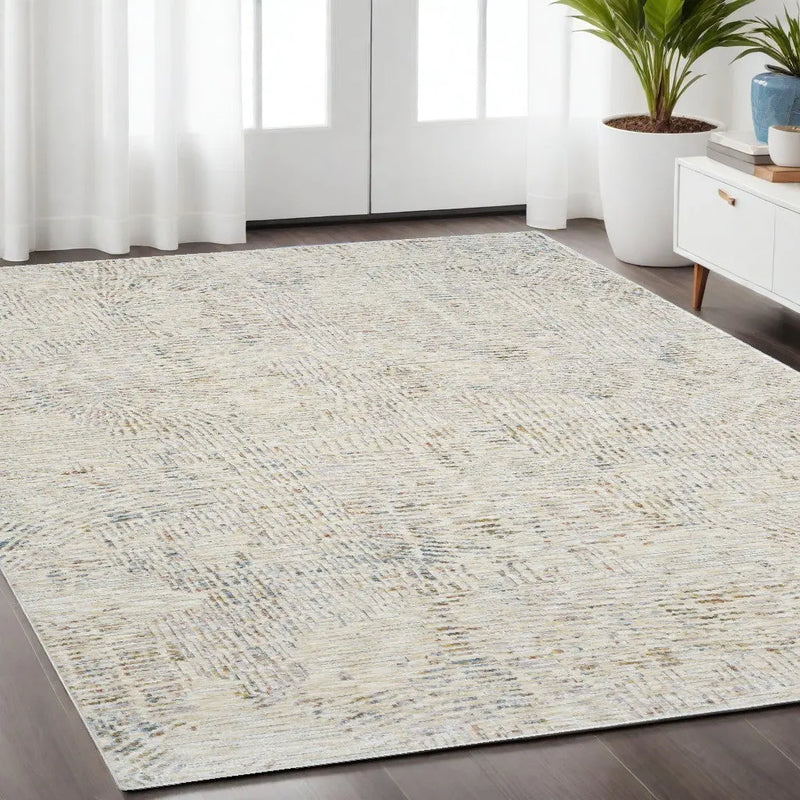 5' X 8' Ivory and Gray Abstract Area Rug Homeroots Home Decor