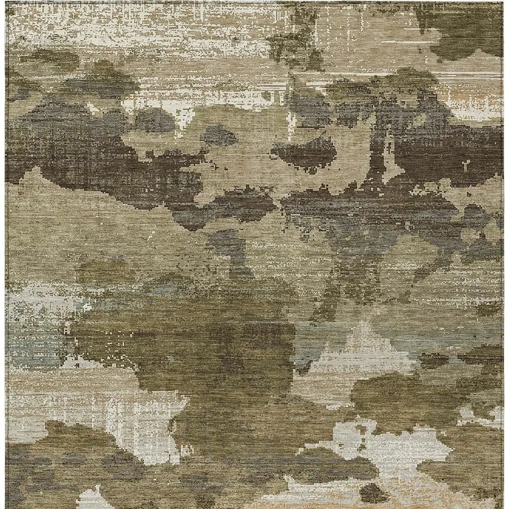 5' X 8' Khaki And Beige Abstract Washable Indoor Outdoor Area Rug Homeroots Outdoor
