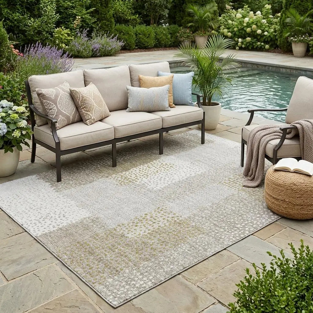 5' X 8' Khaki And Brown Abstract Washable Indoor Outdoor Area Rug Homeroots Outdoor