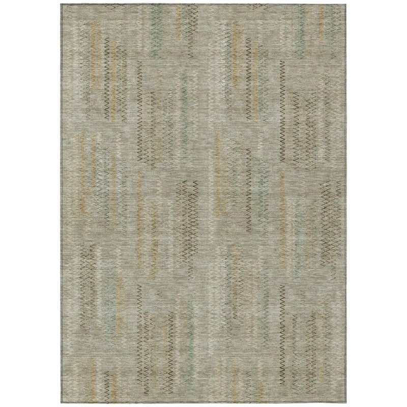 5' X 8' Khaki And Brown Abstract Washable Indoor Outdoor Area Rug Homeroots Outdoor