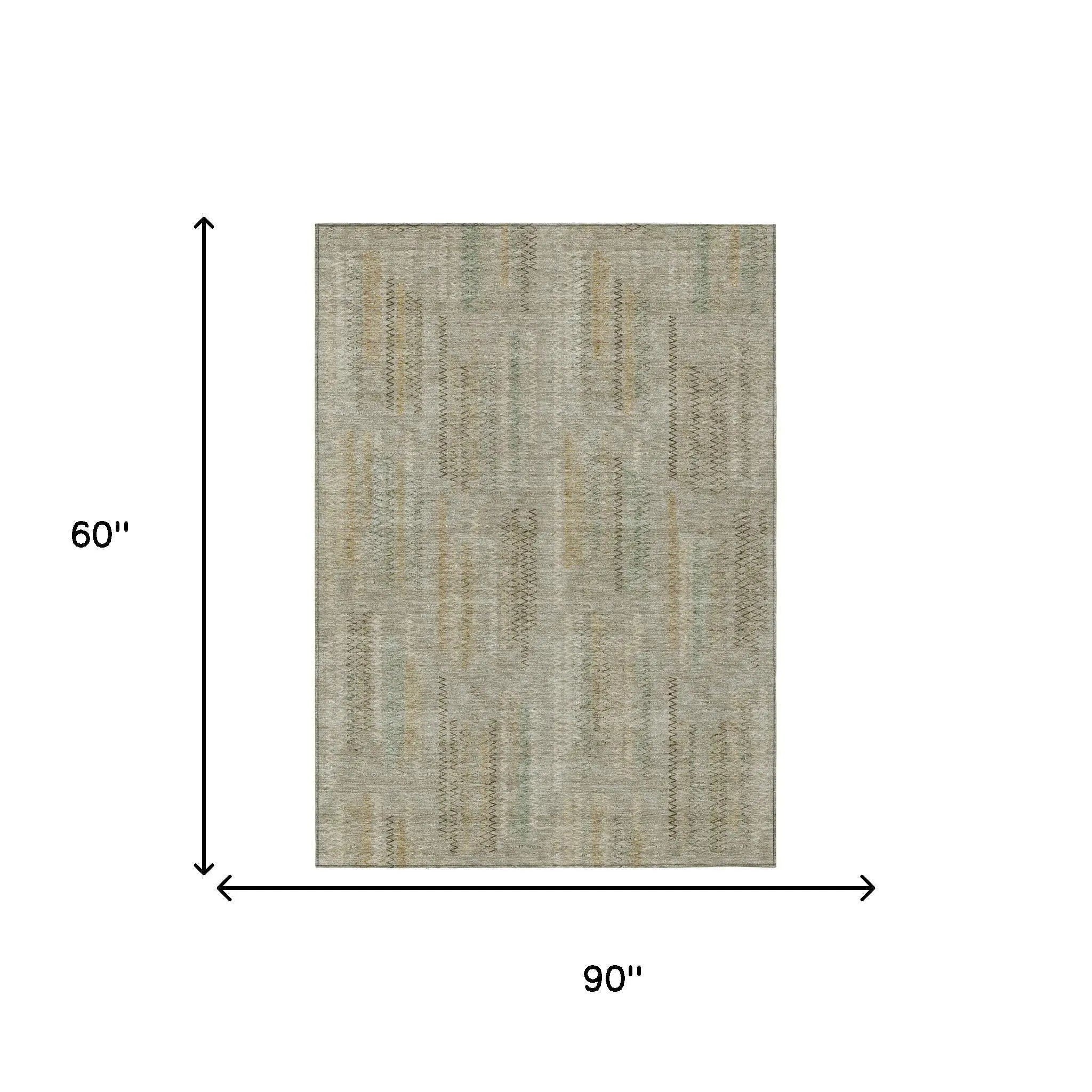 5' X 8' Khaki And Brown Abstract Washable Indoor Outdoor Area Rug Homeroots Outdoor