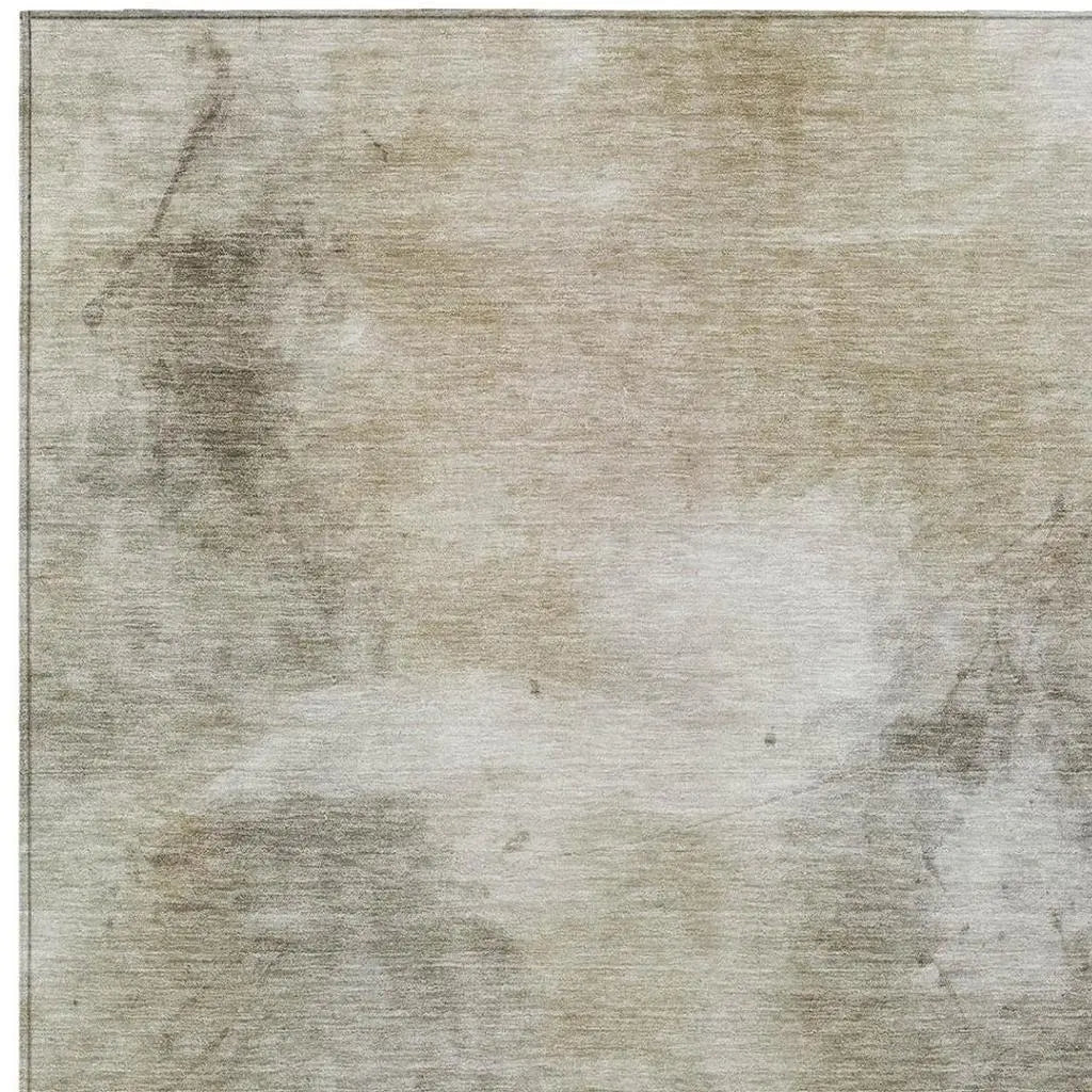 5' X 8' Khaki And Brown Abstract Washable Indoor Outdoor Area Rug Homeroots Outdoor