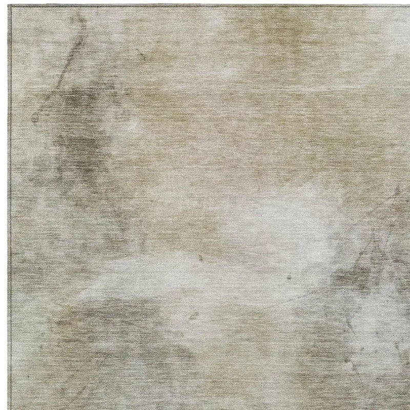 5' X 8' Khaki And Brown Abstract Washable Indoor Outdoor Area Rug Homeroots Outdoor