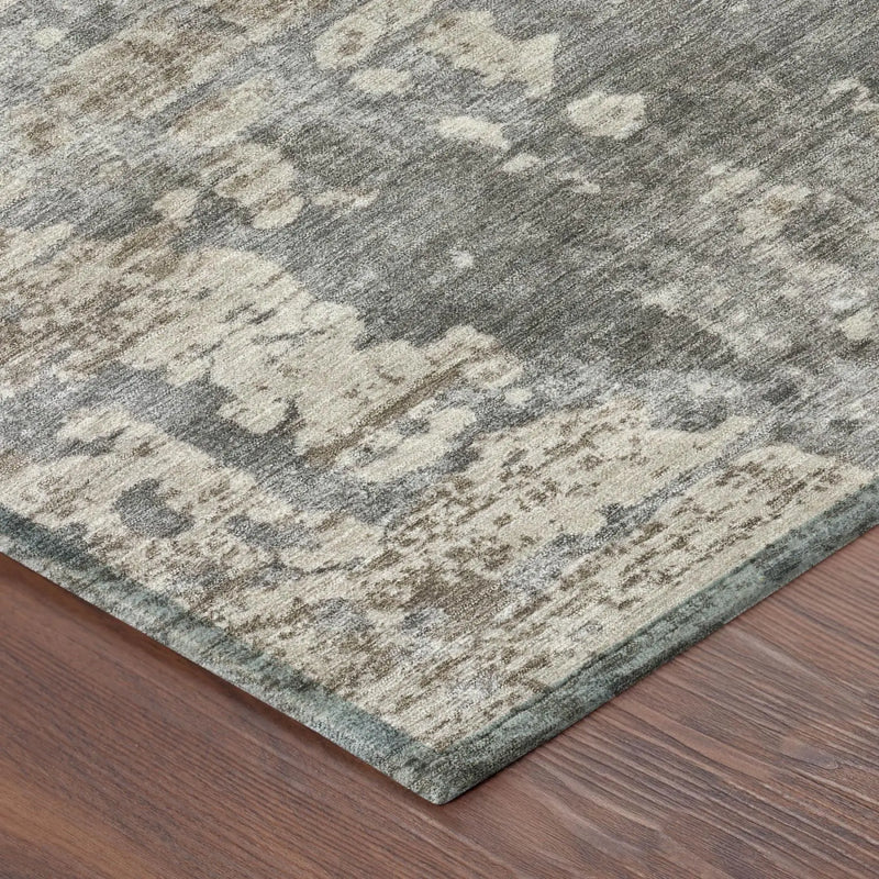5' X 8' Khaki And Brown Abstract Washable Indoor Outdoor Area Rug Homeroots Outdoor
