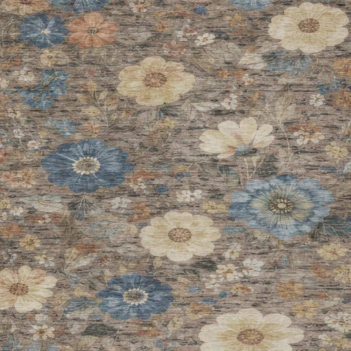 5' X 8' Khaki And Brown Floral Washable Indoor Outdoor Area Rug Homeroots Outdoor