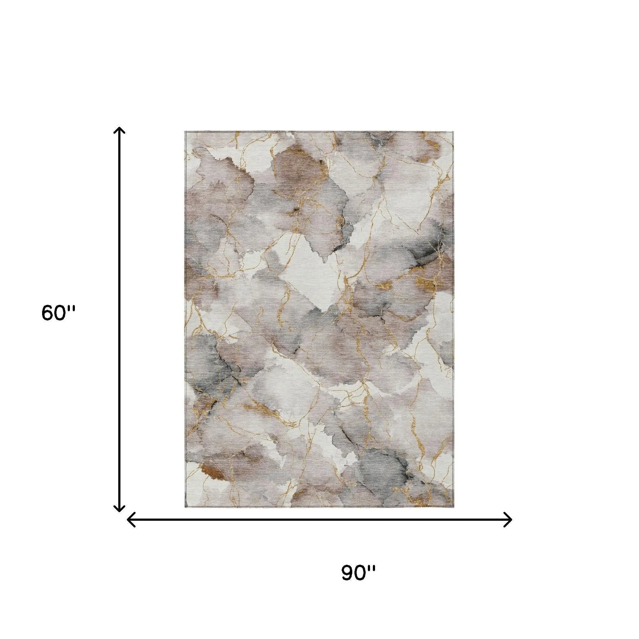 5' X 8' Khaki And Ivory Abstract Washable Indoor Outdoor Area Rug Homeroots Outdoor