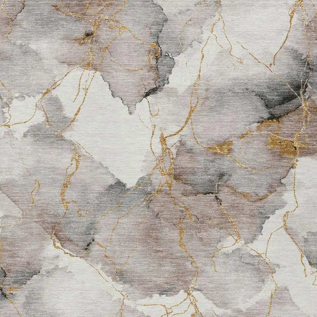 5' X 8' Khaki And Ivory Abstract Washable Indoor Outdoor Area Rug Homeroots Outdoor