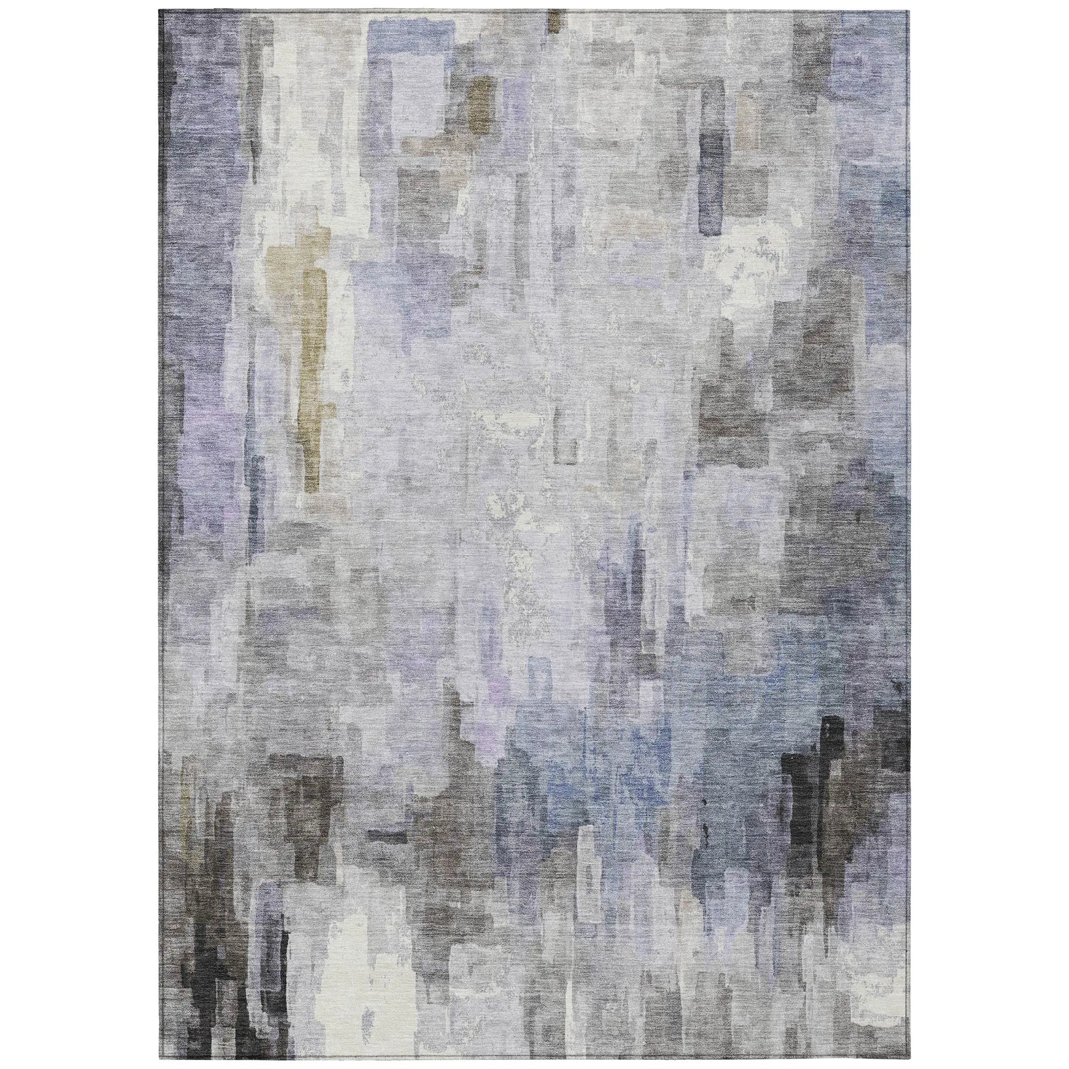 5' X 8' Lavender And Gray Abstract Washable Indoor Outdoor Area Rug Homeroots Outdoor