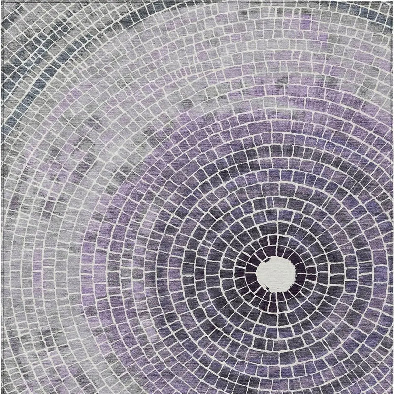 5' X 8' Lavender And Gray Geometric Washable Indoor Outdoor Area Rug Homeroots Outdoor
