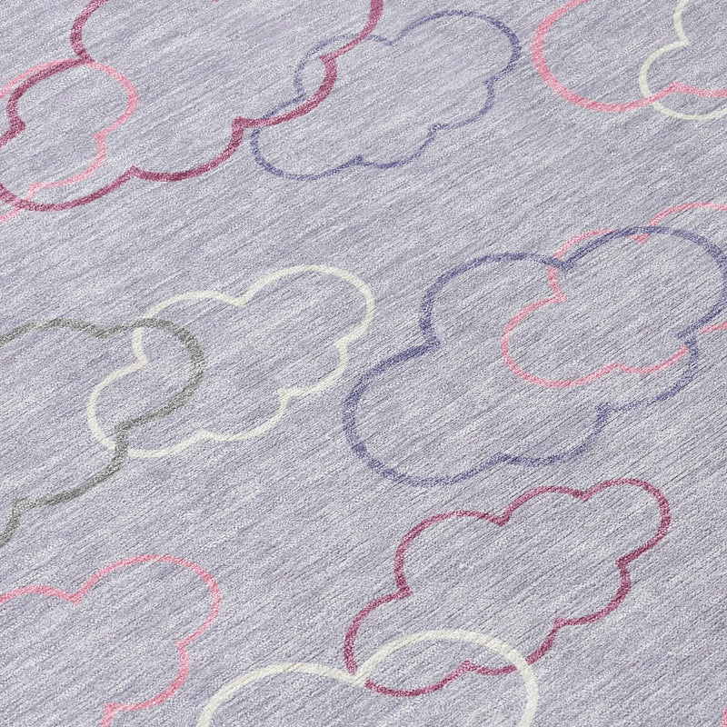 5' X 8' Lavender And Ivory Abstract Washable Indoor Outdoor Area Rug Homeroots Outdoor