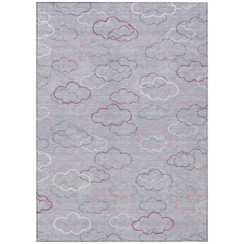 5' X 8' Lavender And Ivory Abstract Washable Indoor Outdoor Area Rug Homeroots Outdoor