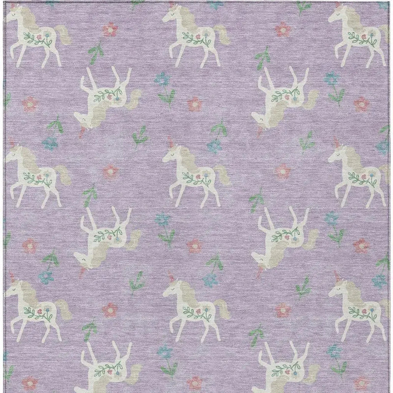 5' X 8' Lavender And Ivory Floral Washable Indoor Outdoor Area Rug Homeroots Outdoor