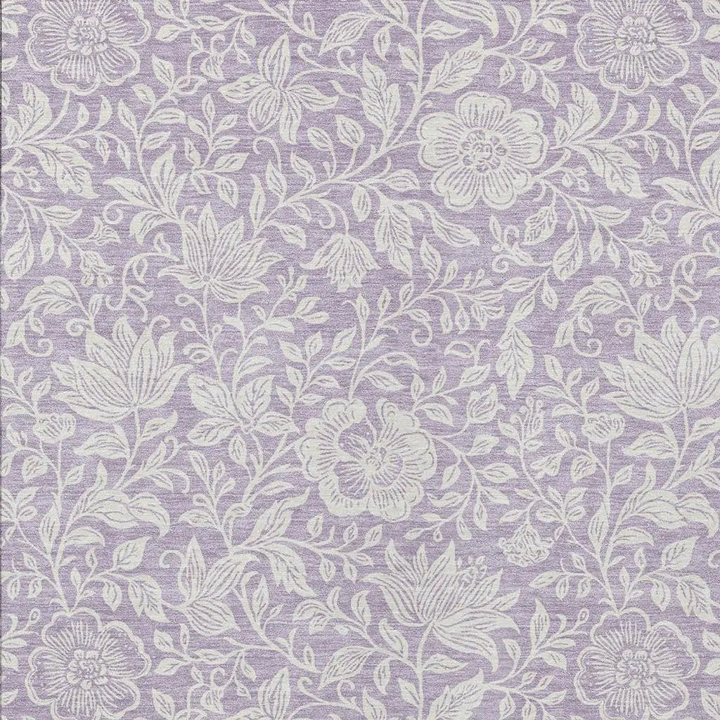 5' X 8' Lavender And Ivory Floral Washable Indoor Outdoor Area Rug Homeroots Outdoor