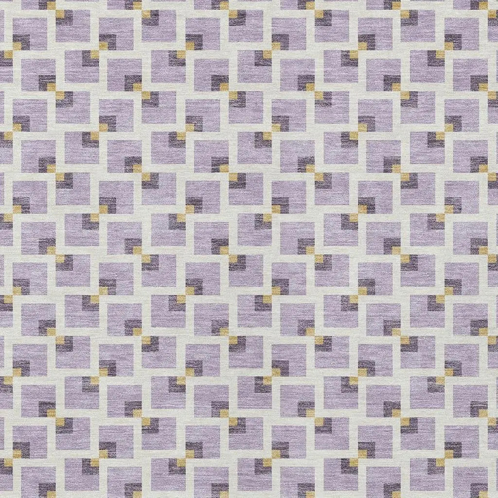 5' X 8' Lavender And Ivory Geometric Washable Indoor Outdoor Area Rug Homeroots Outdoor