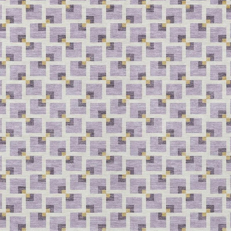 5' X 8' Lavender And Ivory Geometric Washable Indoor Outdoor Area Rug Homeroots Outdoor