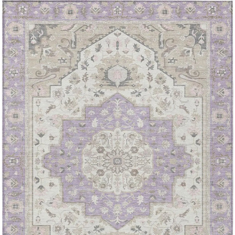 5' X 8' Lavender And Orange Oriental Washable Indoor Outdoor Area Rug Homeroots Outdoor