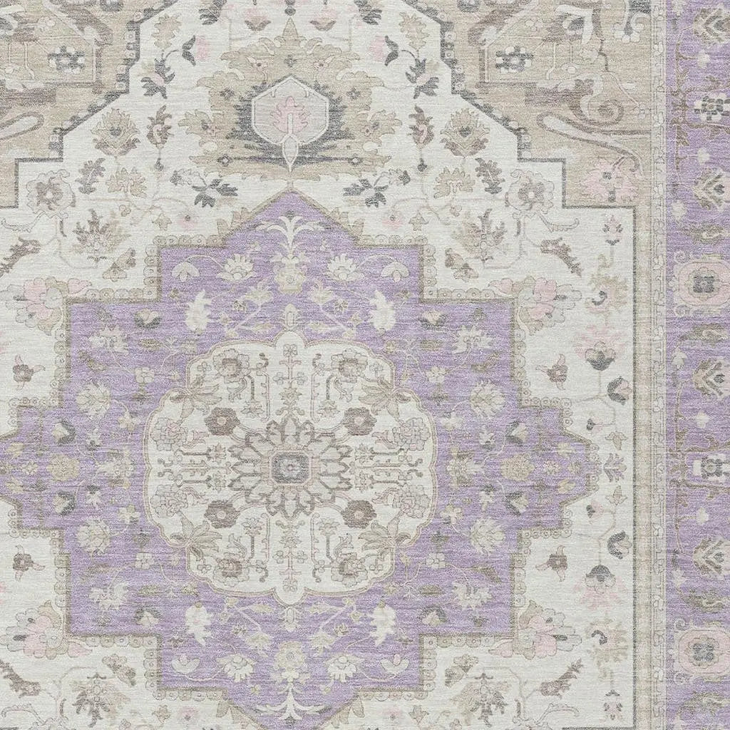 5' X 8' Lavender And Orange Oriental Washable Indoor Outdoor Area Rug Homeroots Outdoor