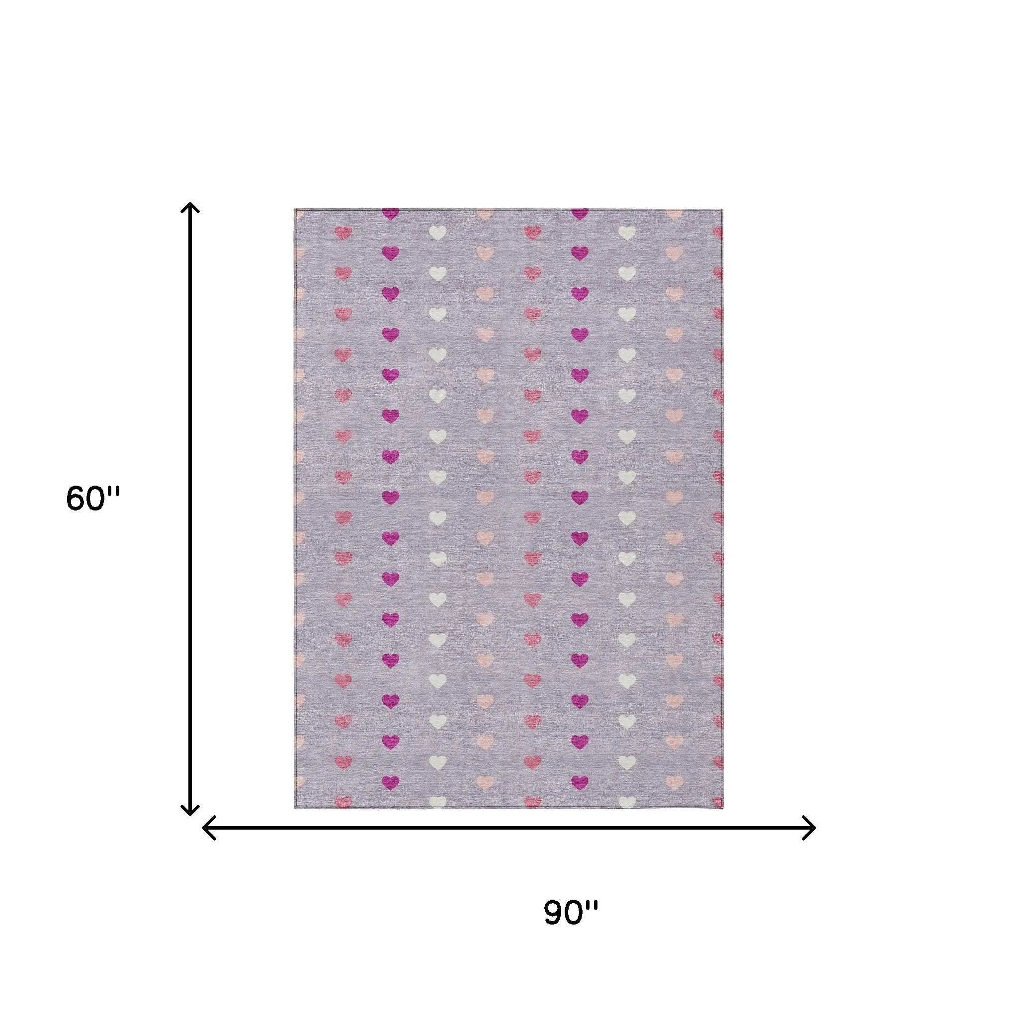 5' X 8' Lavender And Pink Geometric Washable Indoor Outdoor Area Rug Homeroots Outdoor