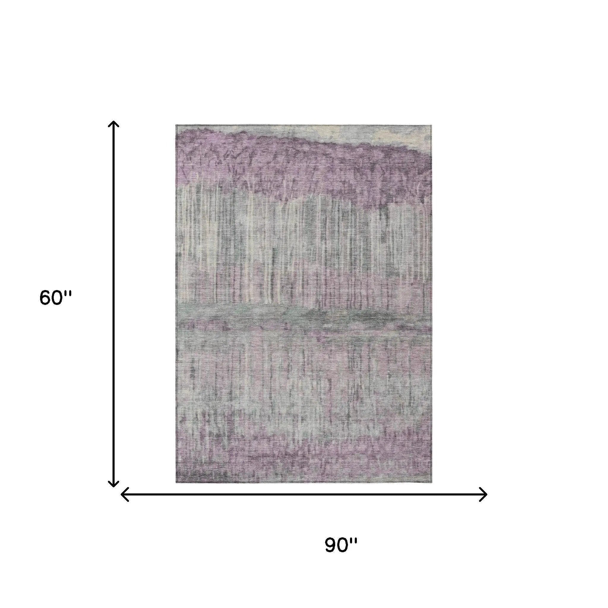 5' X 8' Lavender And Plum Abstract Washable Indoor Outdoor Area Rug Homeroots Outdoor