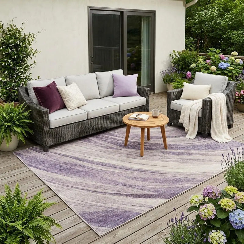 5' X 8' Lavender And Purple Abstract Washable Indoor Outdoor Area Rug Homeroots Outdoor