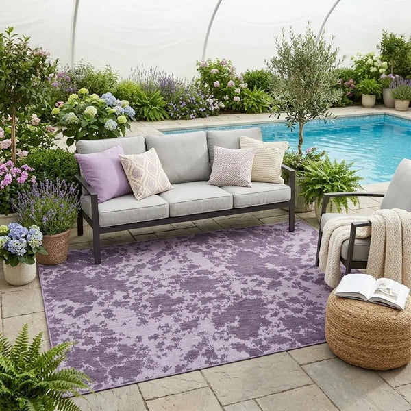 5' X 8' Lavender And Purple Abstract Washable Indoor Outdoor Area Rug Homeroots Outdoor