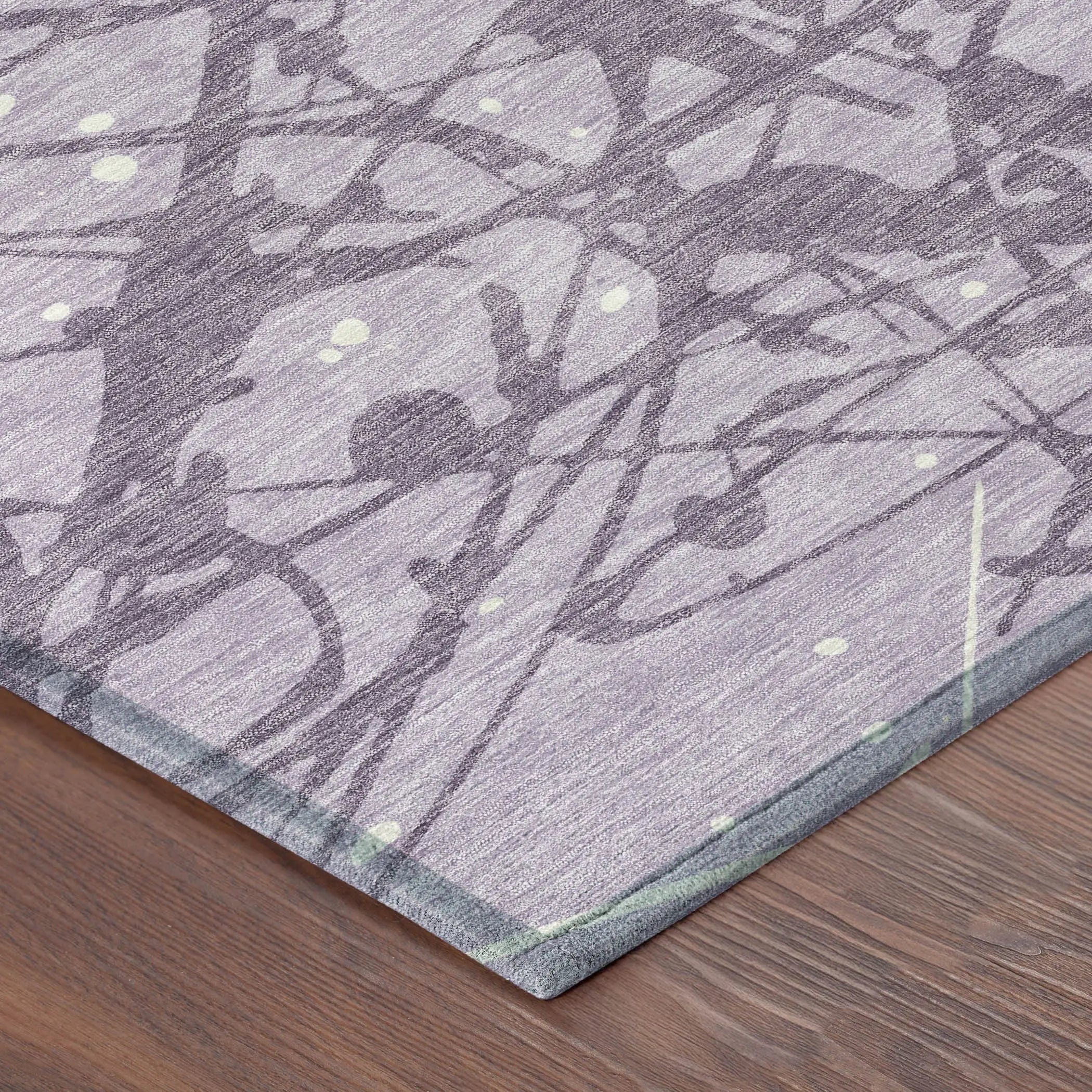 5' X 8' Lavender And Purple Abstract Washable Indoor Outdoor Area Rug Homeroots Outdoor