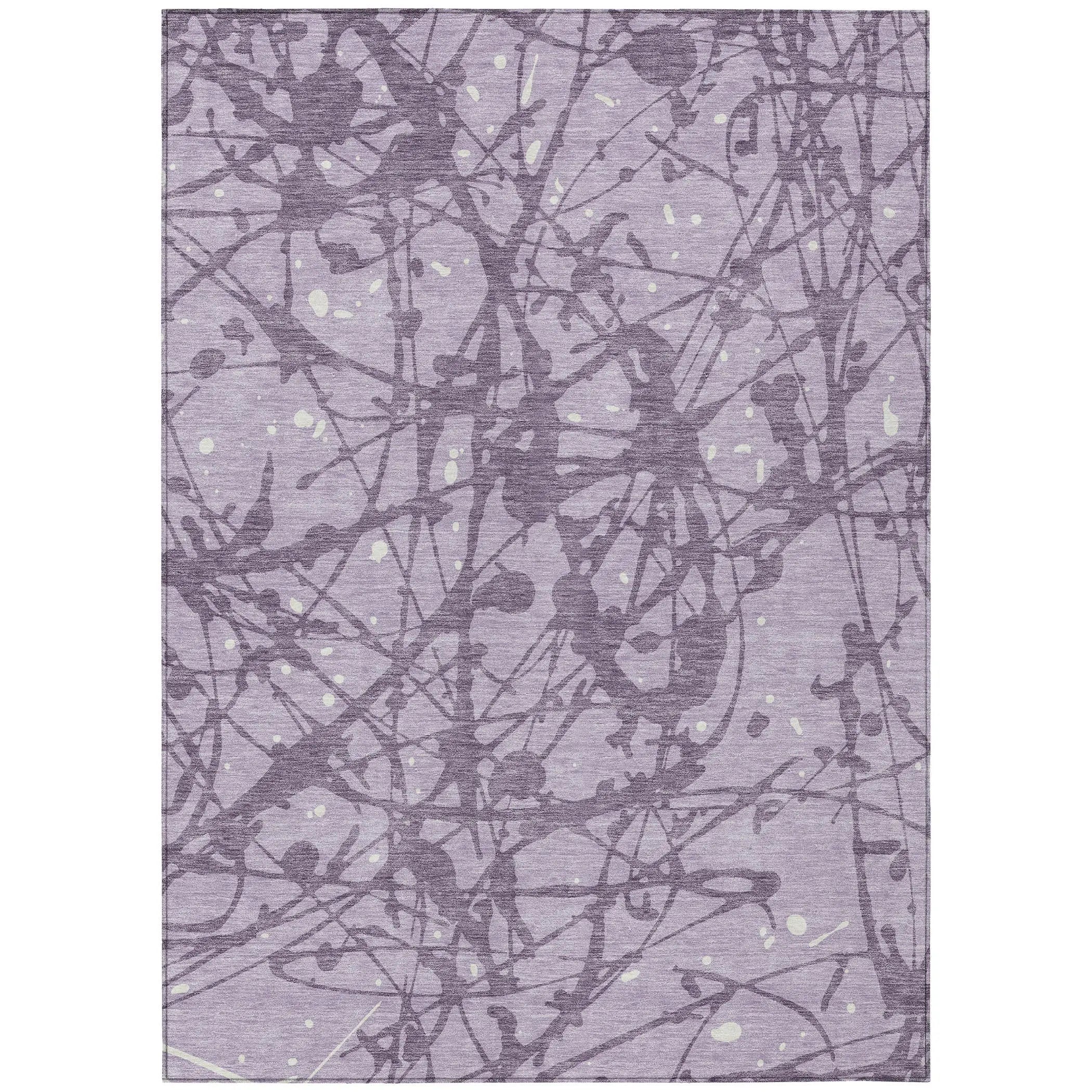 5' X 8' Lavender And Purple Abstract Washable Indoor Outdoor Area Rug Homeroots Outdoor