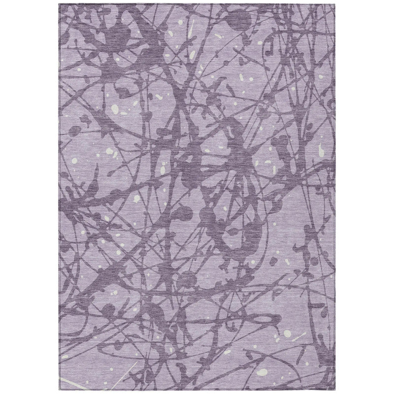 5' X 8' Lavender And Purple Abstract Washable Indoor Outdoor Area Rug Homeroots Outdoor