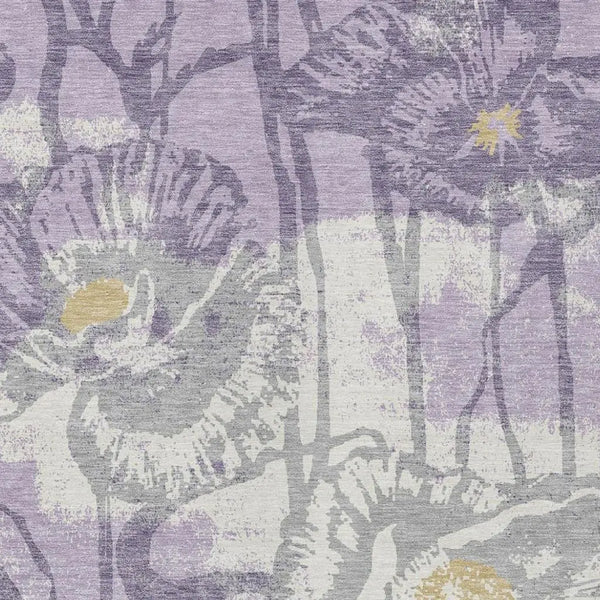 5' X 8' Lavender And Purple Floral Washable Indoor Outdoor Area Rug Homeroots Outdoor