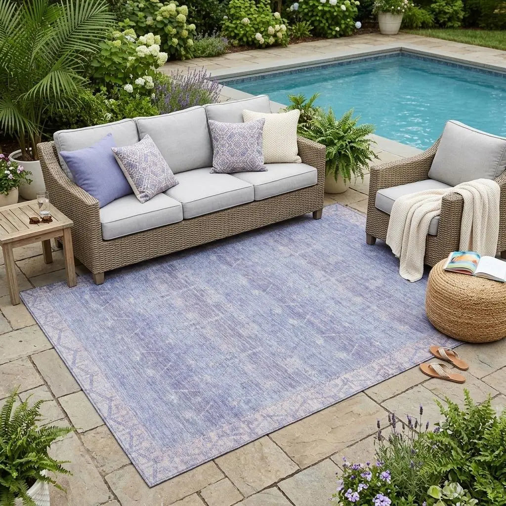 5' X 8' Lavender And Purple Tribal Washable Indoor Outdoor Area Rug Homeroots Outdoor