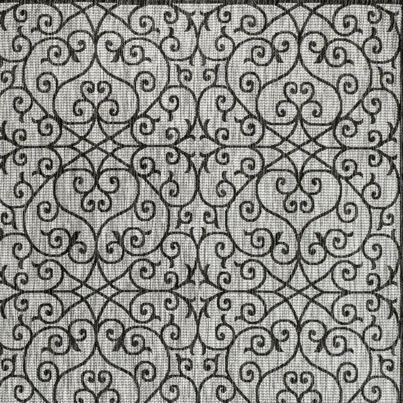 5' X 8' Light Gray And Black Geometric Indoor Outdoor Area Rug Homeroots Outdoor