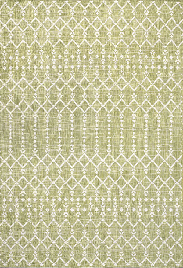 5' X 8' Light Green And Cream Trellis Indoor Outdoor Area Rug Homeroots Outdoor