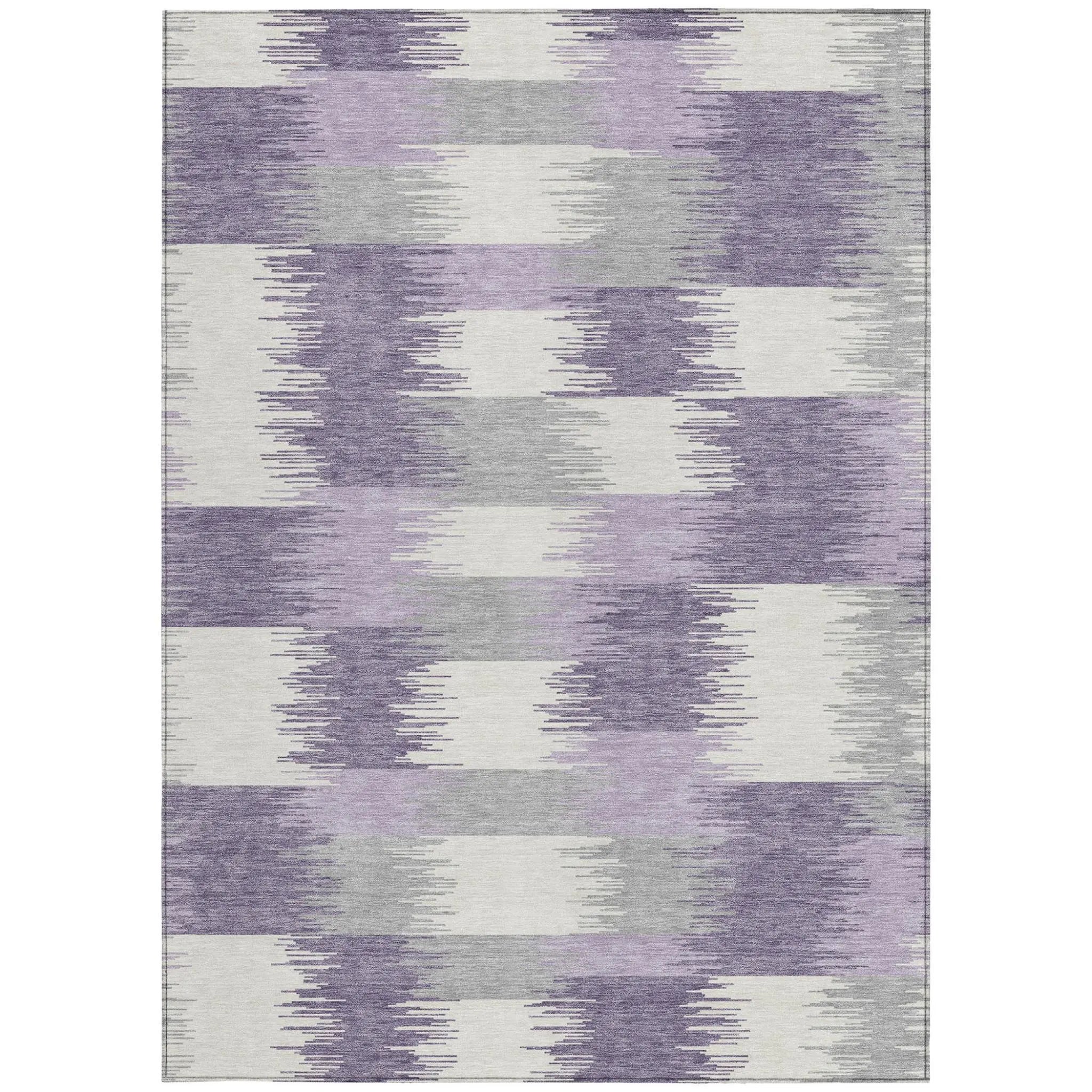 5' X 8' Lilac And Purple Geometric Washable Indoor Outdoor Area Rug Homeroots Outdoor