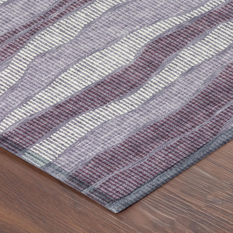 5' X 8' Lilac And Purple Striped Washable Indoor Outdoor Area Rug Homeroots Outdoor