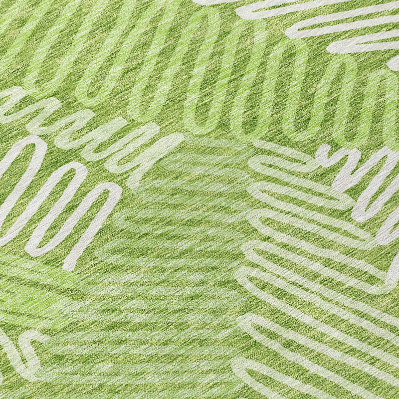 5' X 8' Lime Green And Ivory Floral Washable Indoor Outdoor Area Rug Homeroots Outdoor