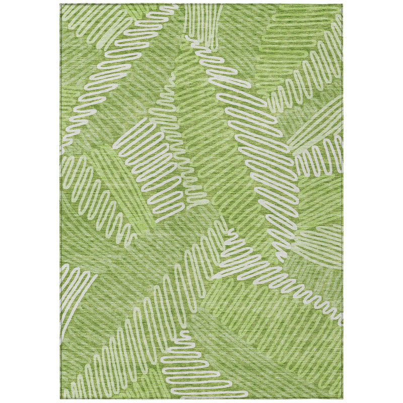 5' X 8' Lime Green And Ivory Floral Washable Indoor Outdoor Area Rug Homeroots Outdoor