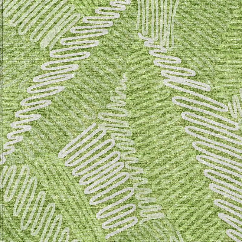 5' X 8' Lime Green And Ivory Floral Washable Indoor Outdoor Area Rug Homeroots Outdoor