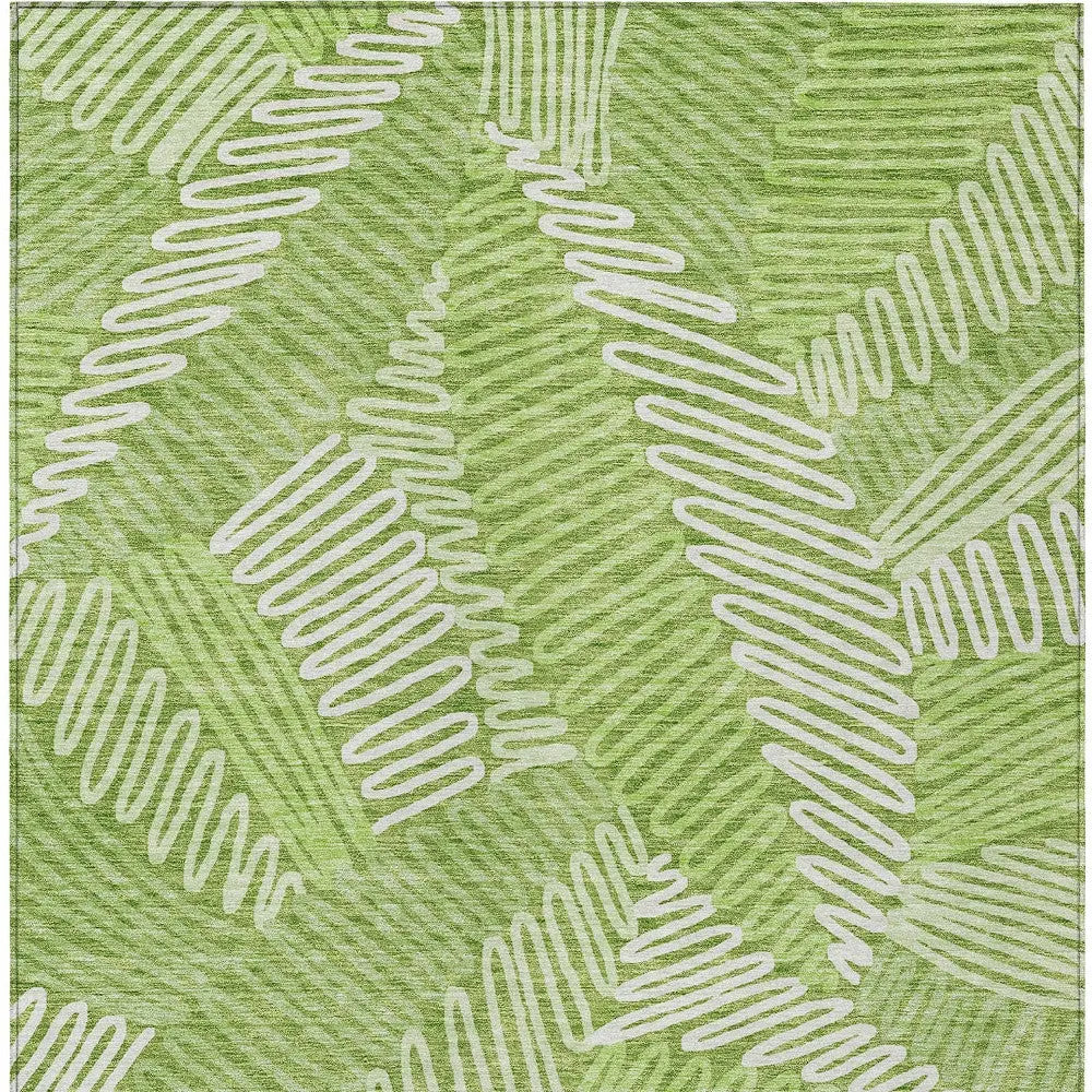 5' X 8' Lime Green And Ivory Floral Washable Indoor Outdoor Area Rug Homeroots Outdoor