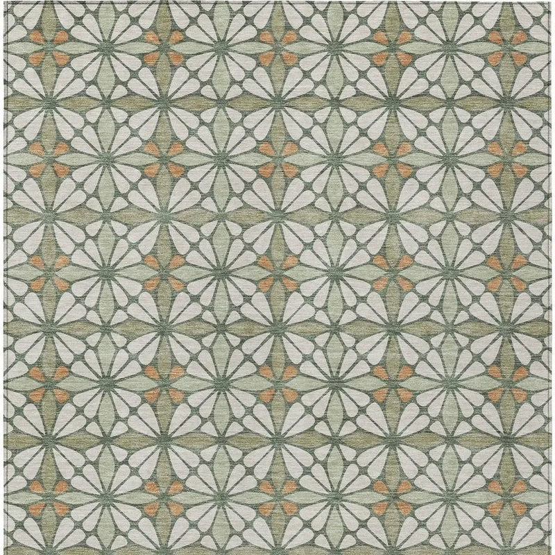 5' X 8' Linen And Beige Geometric Washable Indoor Outdoor Area Rug Homeroots Outdoor