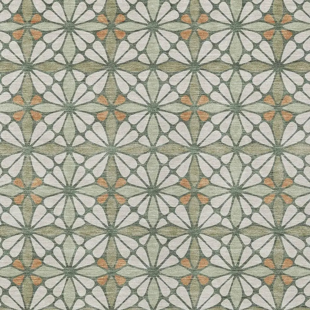 5' X 8' Linen And Beige Geometric Washable Indoor Outdoor Area Rug Homeroots Outdoor