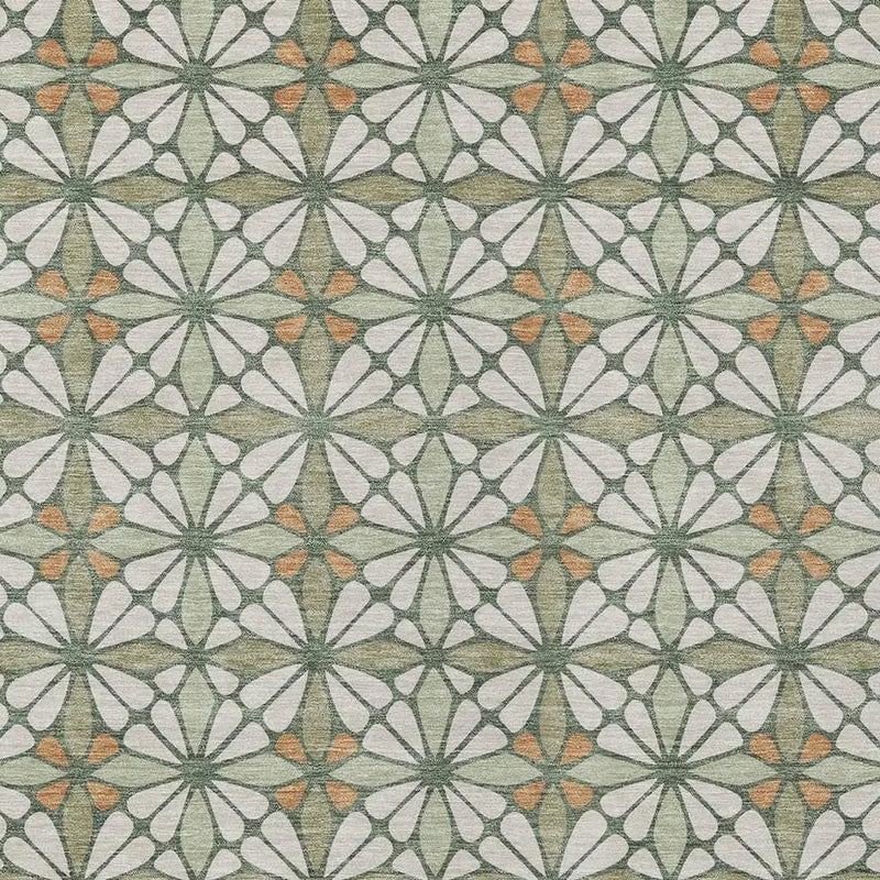 5' X 8' Linen And Beige Geometric Washable Indoor Outdoor Area Rug Homeroots Outdoor