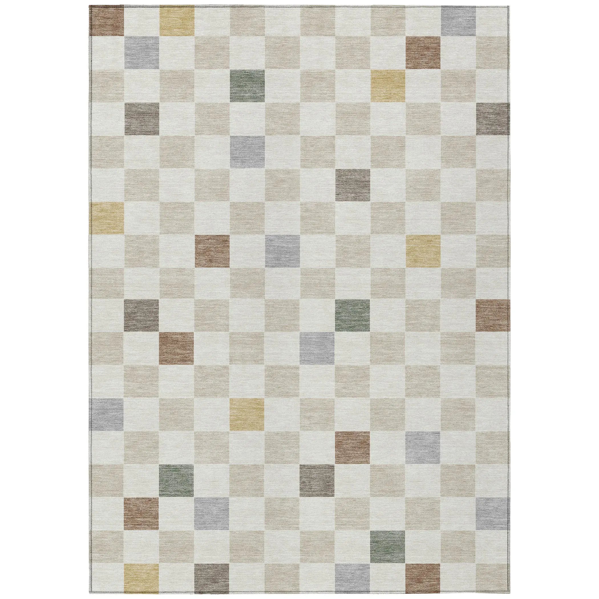 5' X 8' Linen And Black Geometric Washable Indoor Outdoor Area Rug Homeroots Outdoor