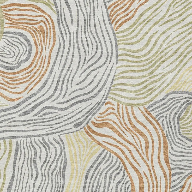 5' X 8' Linen And Green Ikat Washable Indoor Outdoor Area Rug Homeroots Outdoor