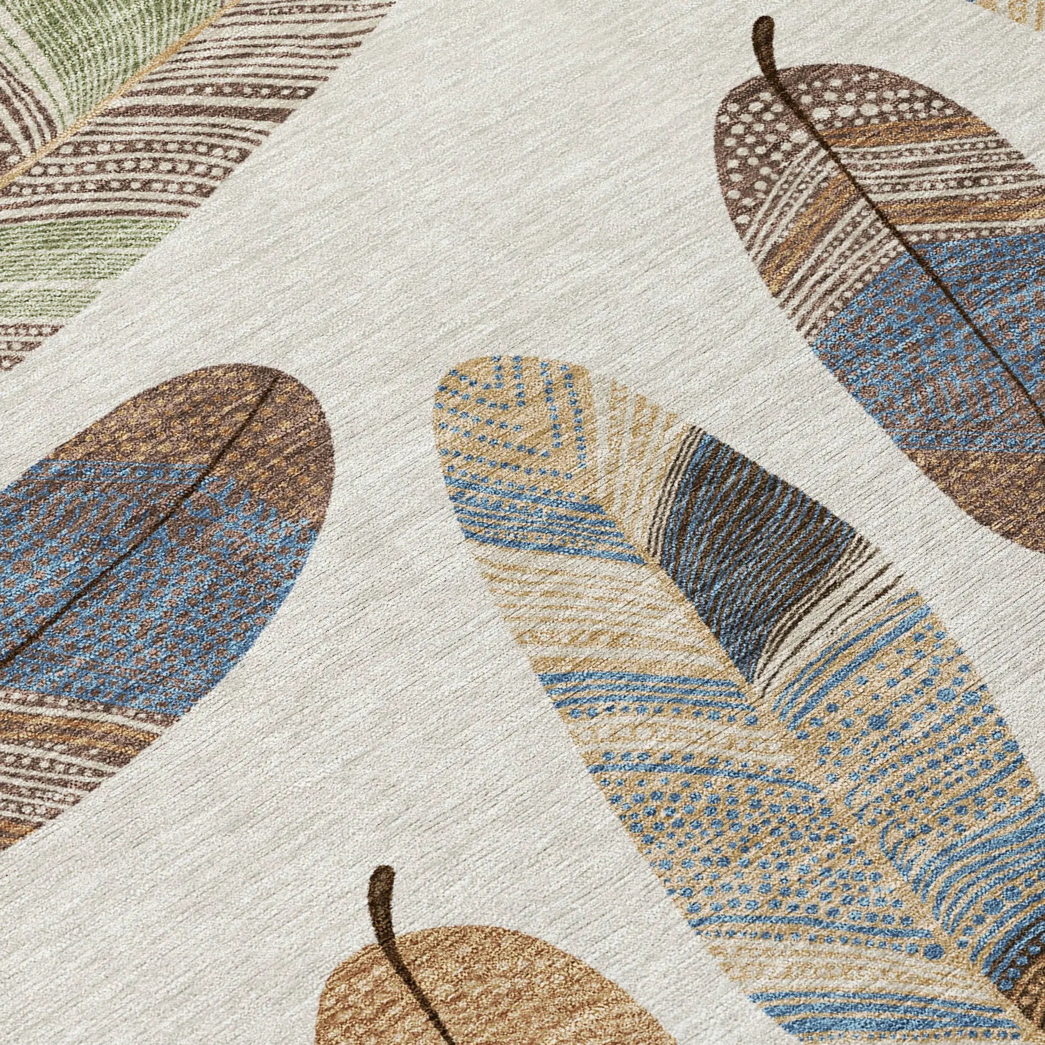 5' X 8' Linen And Ivory Botanical Leaves Washable Indoor Outdoor Area Rug Homeroots Outdoor