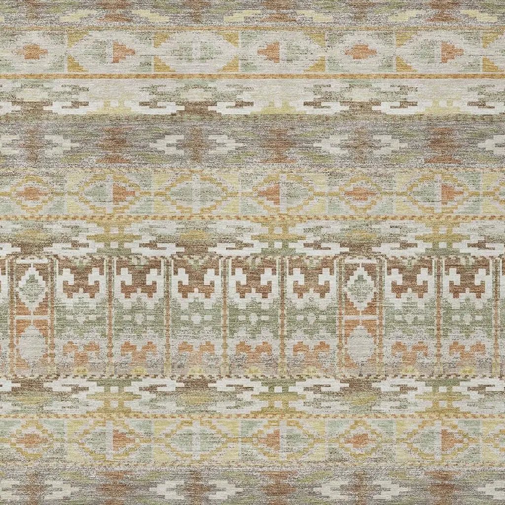 5' X 8' Linen And Ivory Geometric Washable Indoor Outdoor Area Rug Homeroots Outdoor
