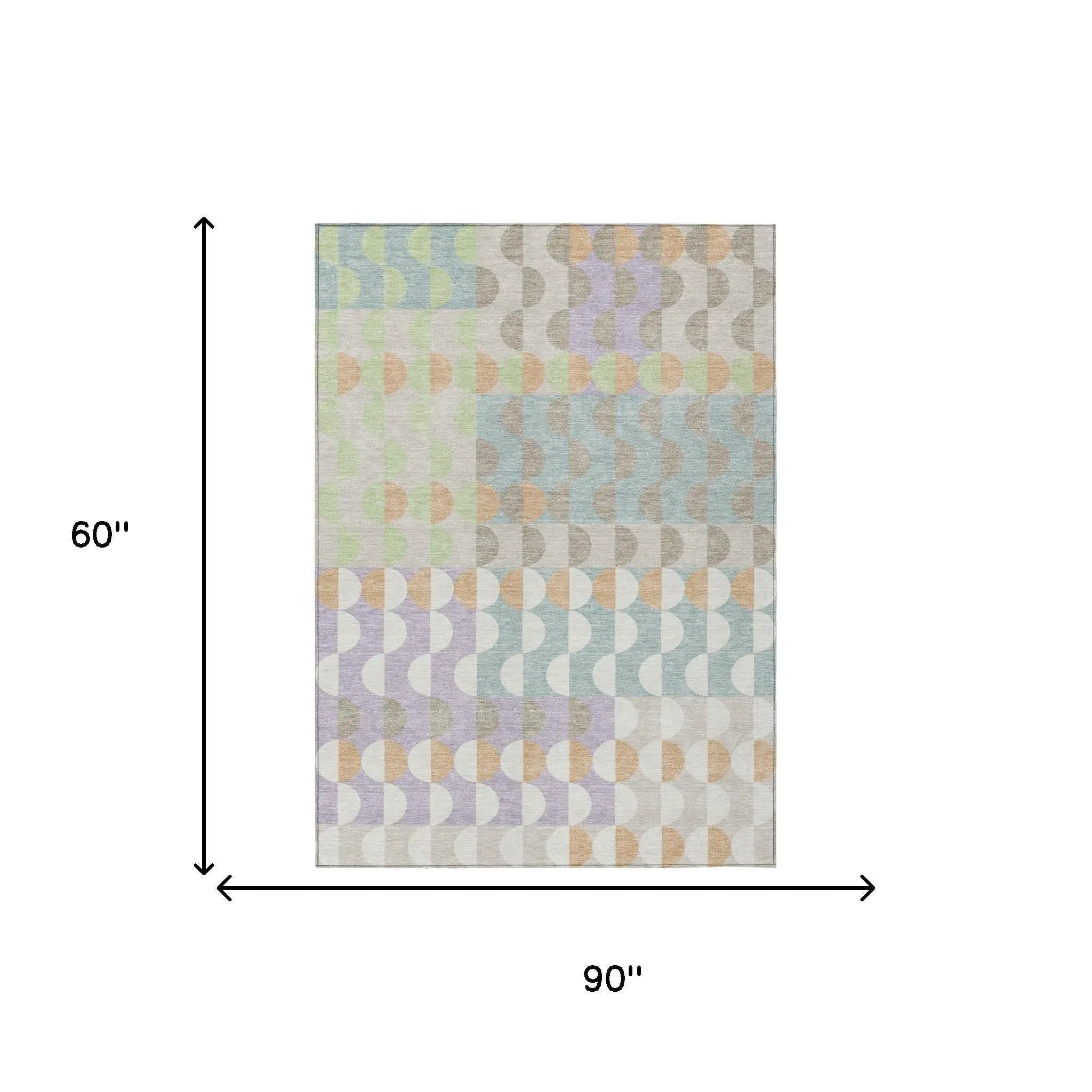 5' X 8' Linen And Ivory Geometric Washable Indoor Outdoor Area Rug Homeroots Outdoor