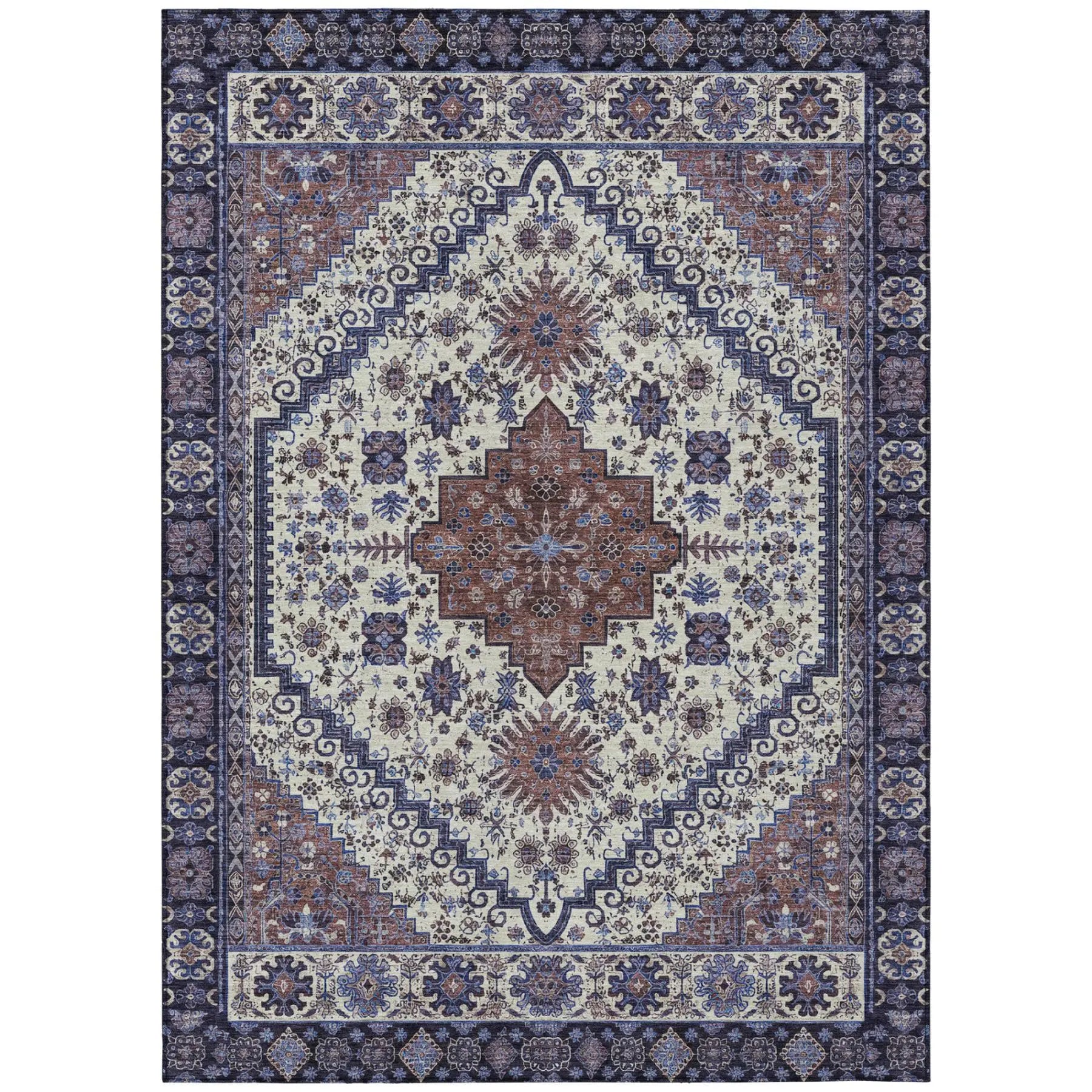 5' X 8' Linen And Ivory Oriental Washable Indoor Outdoor Area Rug Homeroots Outdoor