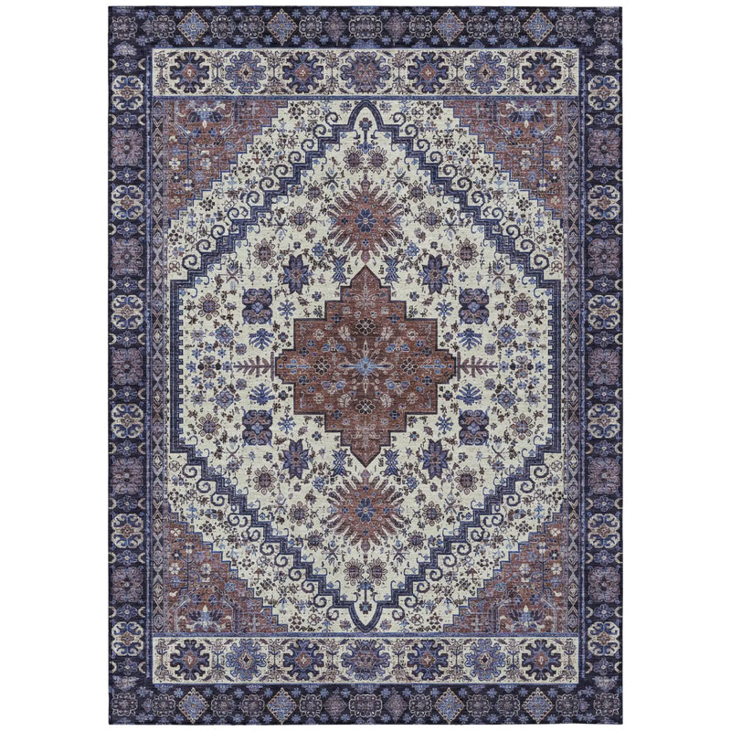 5' X 8' Linen And Ivory Oriental Washable Indoor Outdoor Area Rug Homeroots Outdoor