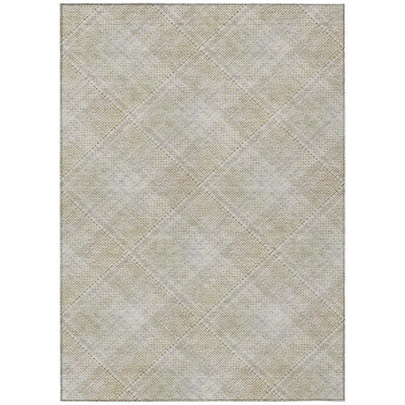 5' X 8' Linen And Ivory Plaid Washable Indoor Outdoor Area Rug Homeroots Outdoor